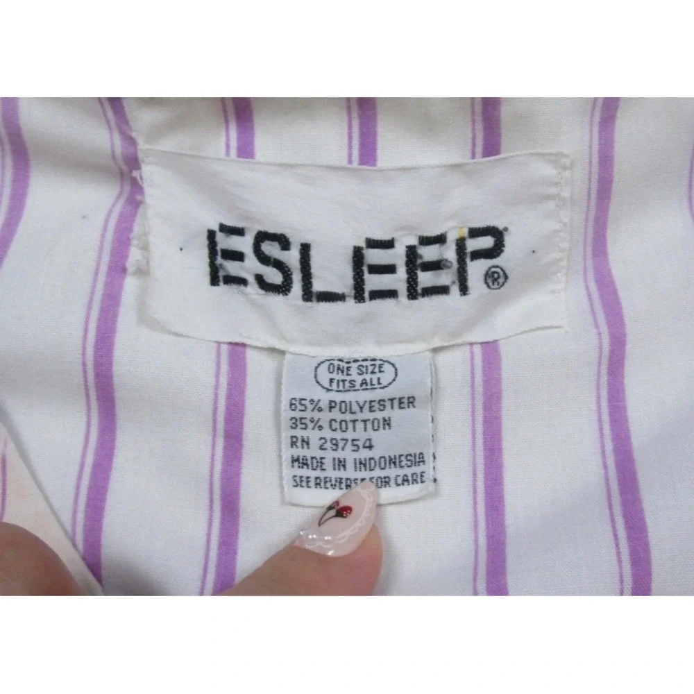 Vintage 80s ESLEEP Nightgown Striped Baseball Ballpark Nightgown 1988